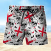 Maxcorners Skull White & Red Mens Boardshorts Board Shorts