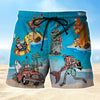 Maxcorners Flamingo Skull On The Beach Funny Mens Board Shorts