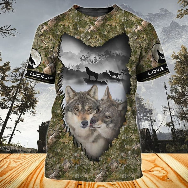 Maxcorners Love Wolf 3D Shirt