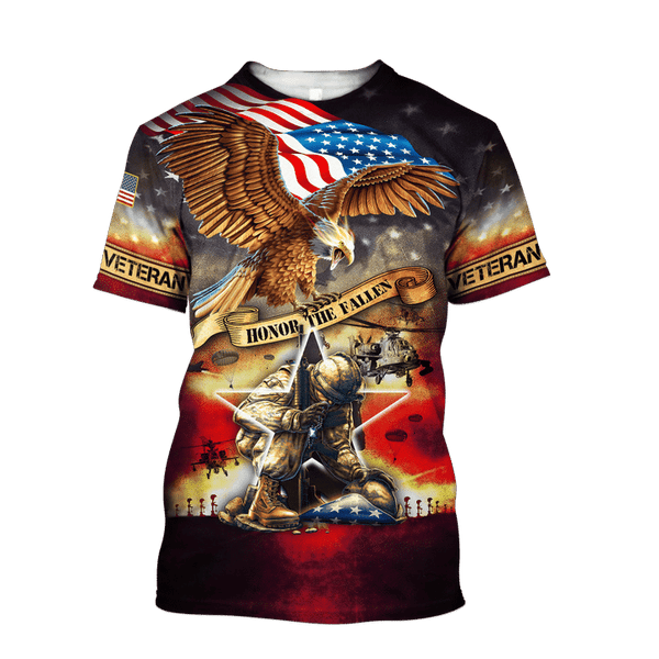 Maxcorners US Veteran - Honor The Fallen - Eagle U.S Veteran Unisex Shirts