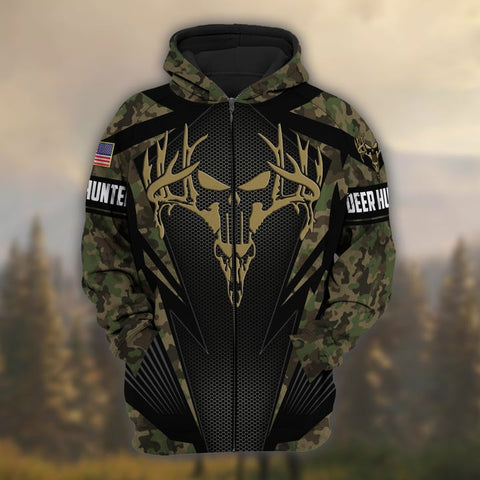 Maxcorners Personalized Name The Best Deer Hunting Hoodie & Zip Hoodie Camo Style 3D Multicolor