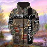 Maxcorners Personalized Name The Premium Deer Hunting Colorful 3D Hoodie & Zip Hoodie