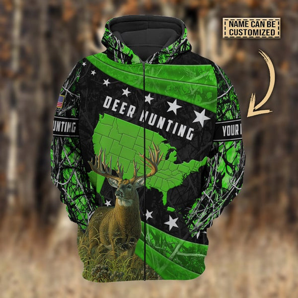 Maxcorners Personalized Name Premium Deer Hunting Hoodie & Zip Hoodie 3D Multicolor