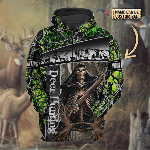 Maxcorners Personalized Name The Death Deer Hunting Hoodie & Zip Hoodie 3D Multicolor