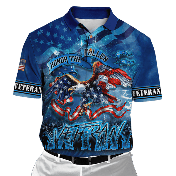 Maxcorners US Veteran - Us Veteran - Honor The Fallen Blue Shirt