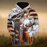 Maxcorners Personalized Name American Deer Hunting Hoodie & Zip Hoodie 3D Multicolor