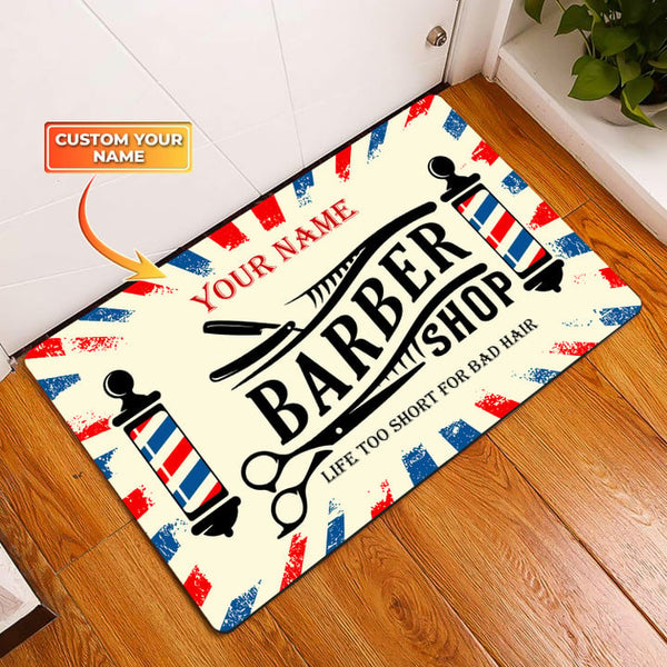 Maxcorners Barber Shop Vintage Personalized Doormat