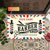 Maxcorners Barber Shop Vintage Personalized Doormat