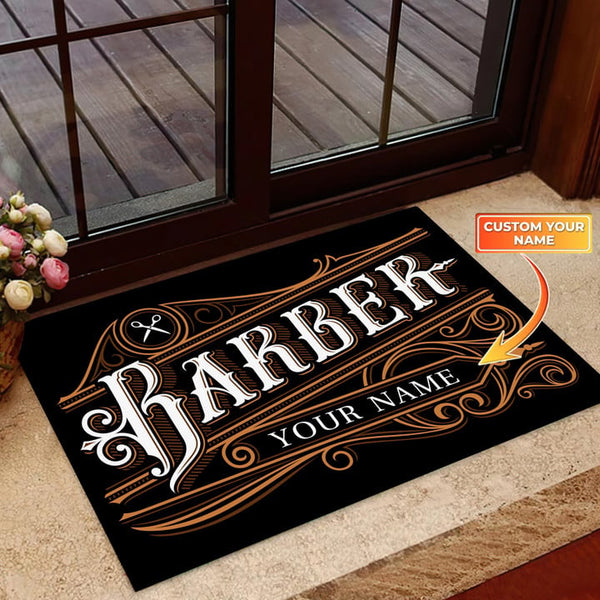 Maxcorners Barber Shop Welcome Vintage Personalized Doormat