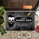 Maxcorners Personalised Barber Shop With Any Name Skull Grunge Doormat