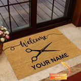 Maxcorners Welcome To Barber Shop Scissor Personalized Doormat