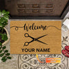 Maxcorners Welcome To Barber Shop Scissor Personalized Doormat