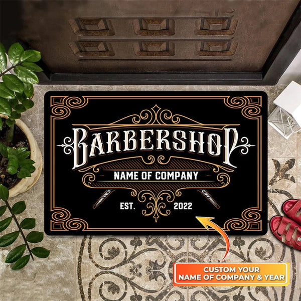Maxcorners Personalized Name & Year Barber Shop Doormat