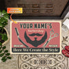 Maxcorners Barbershop Haircut And Beard Shave Studio Personalized Doormat