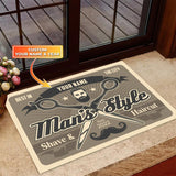 Maxcorners Barbershop Man With Beard And Mustache Personalized Name & Year Doormat