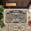 Maxcorners Barbershop Man With Beard And Mustache Personalized Name & Year Doormat