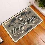 Maxcorners Barbershop Man With Beard And Mustache Personalized Name & Year Doormat