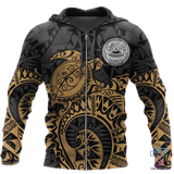 Maxcorners Samoa Polynesian Hoodie Gold Turtle Flowing