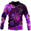 Maxcorners Aboriginal Naidoc Week Purple Turtle Lizard Sun Print Shirt