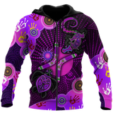 Maxcorners Aboriginal Naidoc Week Purple Turtle Lizard Sun Print Shirt