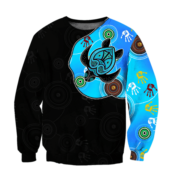 Maxcorners Aboriginal Art Blue Style Turtle Dreaming Paintings Shirt