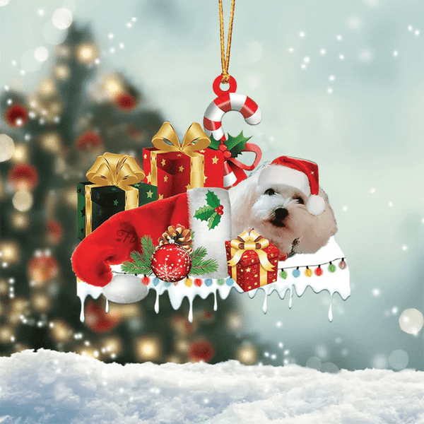 MAXCORNERS MALTIPOO1 MERRY CHRISTMAS HANGING ORNAMENT