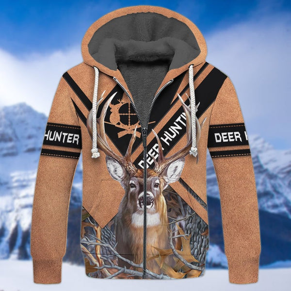 Maxcorners Deer Hunting Leather Brown Style 3D Hoodie T Shirt SO19