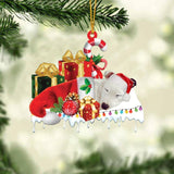 MAXCORNERS WHITE STAFFIE MERRY CHRISTMAS HANGING ORNAMENT