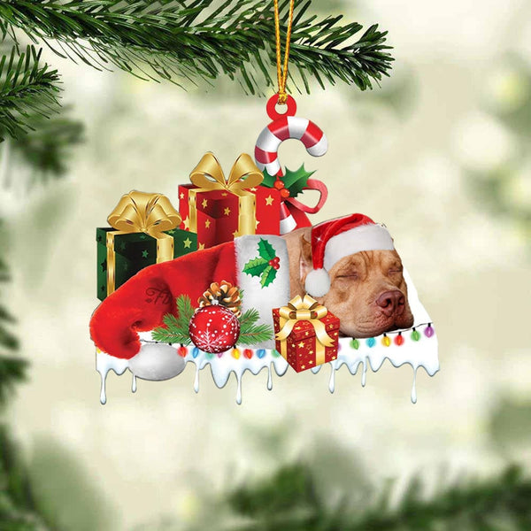 MAXCORNERS PIT BULL MERRY CHRISTMAS HANGING ORNAMENT