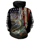 Maxcorners Musky Fishing 3D American Flag Patriotic Customize Name