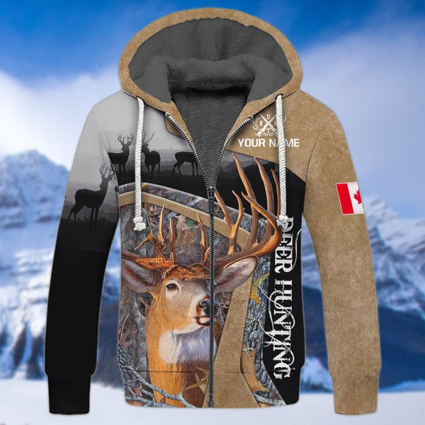 Maxcorners Canada Hunting - Personalized Name 3D Zipper hoodie SO19