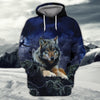 Maxcorners 3D Printing Wolf Howling Zipper Hoodie Wild Animal Lovers