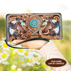 Maxcorners Brown Horse Western Personalized Clutch