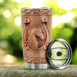 Maxcorners Personalized Horse Wood Style Stainless Steel Tumbler