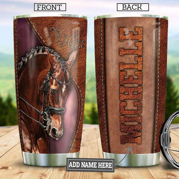 Maxcorners Horse Leather Personalized Stainless Steel Tumbler