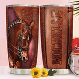 Maxcorners Horse Leather Personalized Stainless Steel Tumbler