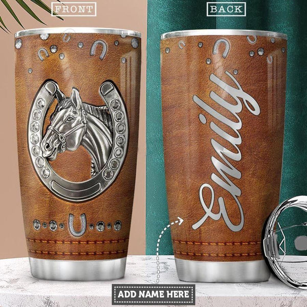 Maxcorners Horse Jewelry Leather Style Personalized Tumbler