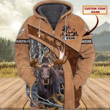 Maxcorners Personalized Name Moose Hunting 3D All Over Printed Unisex HM - Shirts