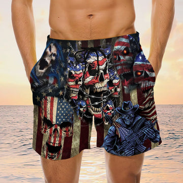 Maxcorners America Skull Mens Board Shorts