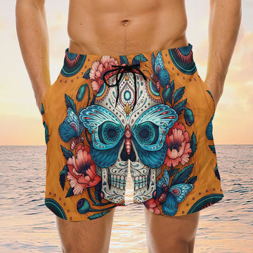 Maxcorners Skull Butterfly Mens Board Shorts