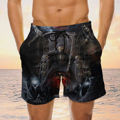 Maxcorners Black  Skull Mens Board Shorts