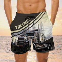 Maxcorners Big Truck Shorts, Trucker Men's Swim Trunks, Trucker Shorts, Truck Shorts