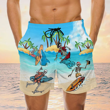 Maxcorners Skull Surfing In Summer Mens Board Shorts