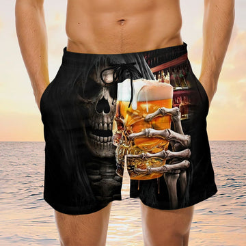Maxcorners Skull Beer Mens Board Shorts