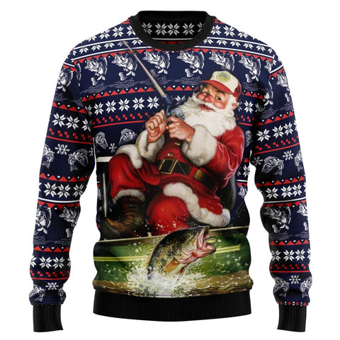 Maxcorners Santa Fishing Ht92405 Ugly Christmas