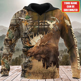 Maxcorners Personalized Name Moose Hunting Q4 All Over Printed Unisex HM - Shirts