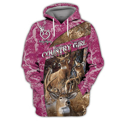 Maxcorners Custom Name Country Girl Shirts Pink Camo Shirts Gift For Country Girls Dear 3D Full Print Hoodie Tshirt SO