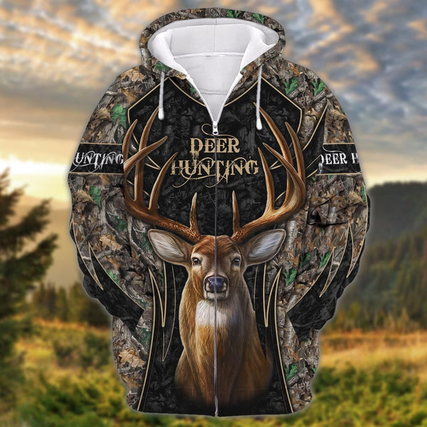 Maxcorners Deer Hunting Camo Style 3D Printed Hoodie T Shirt SO19