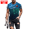 Maxcorners Scuba Diving Blue Camo Pattern Customized Name All Over Printed Shirt