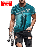 Maxcorners Scuba Diving Blue Camo Pattern Classic Customized Name All Over Printed Shirt